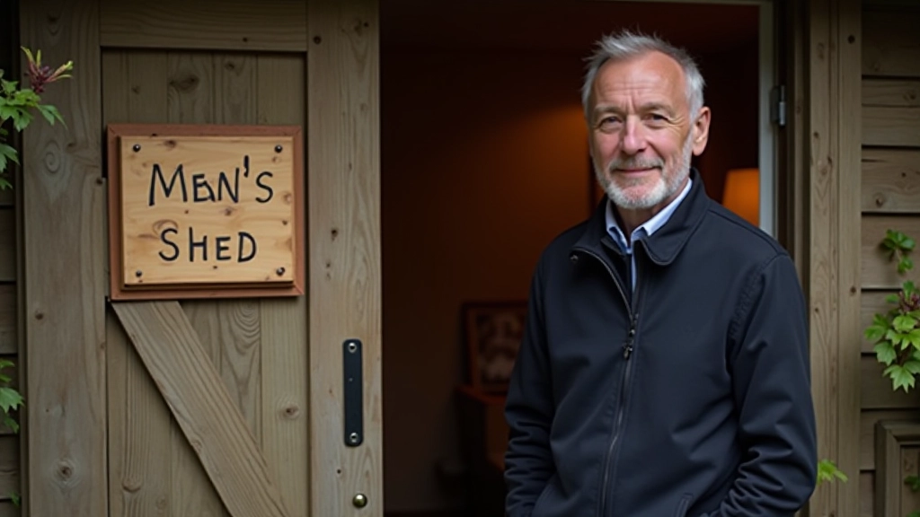 Entrance to a Men's Shed with a welcoming sign and open door