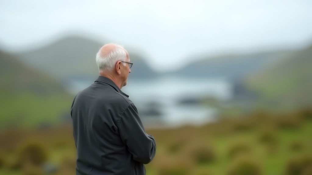 Person looking out at a peaceful landscape during retirement